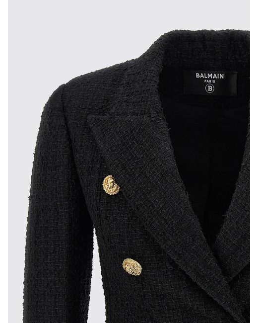 Balmain Black Double-Breasted Wool Blend Blazer