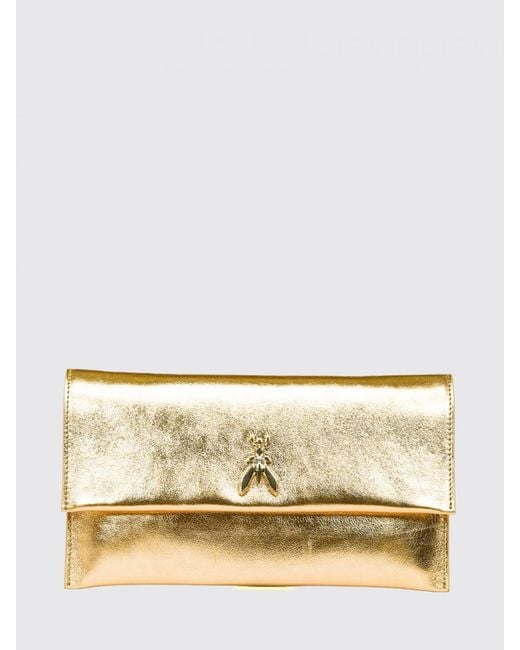 Patrizia Pepe Natural Laminated Leather Clutch