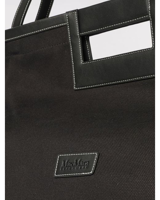 Max Mara Black Cotton Canvas And Leather Bag