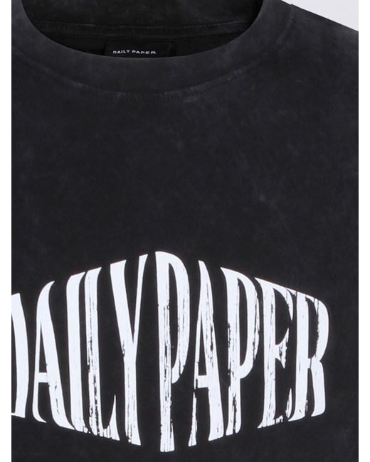 Daily Paper Black Cotton Crew Neck Pullover With Logo for men