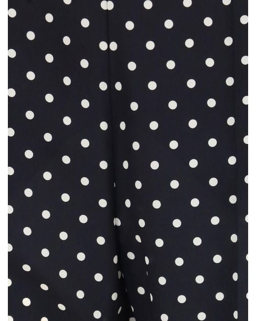 Valentino Garavani Black High-Waisted Cropped Silk Pants With Polka Dot Print