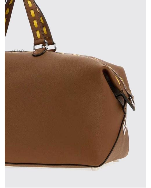 Fendi Brown Duffle Lui 45 Calfskin Bag With Contrast Stitching for men