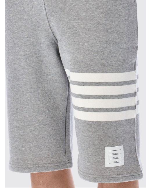 Thom Browne Gray 4-Bar Cotton Jogging Shorts for men