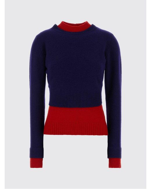 Jil Sander Blue Bicolor Virgin Wool Sweater