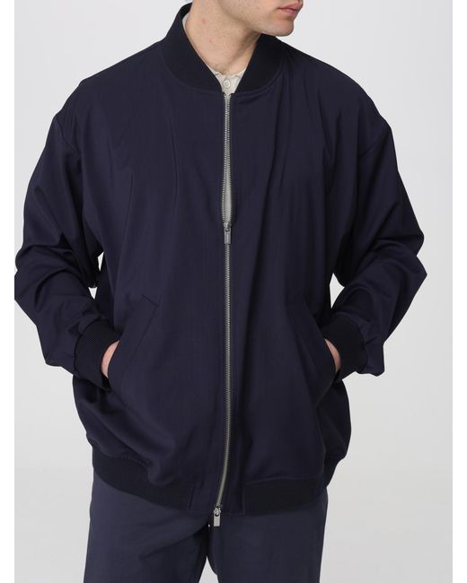Barena Blue Relaxed Virgin Wool Bomber Jacket for men