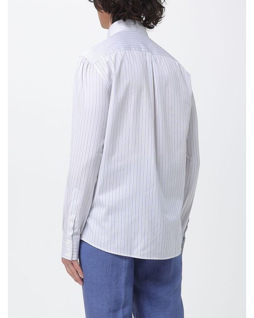 Brunello Cucinelli White Striped Cotton Classic Shirt for men