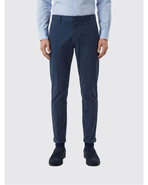 Dondup Blue Cotton Blend Chino Trousers for men
