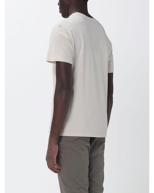 Brooksfield Gray Cotton Crew Neck T-Shirt With Logo for men