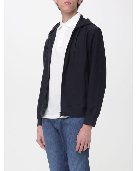 Emporio Armani Blue Cotton Blend Hoodie for men