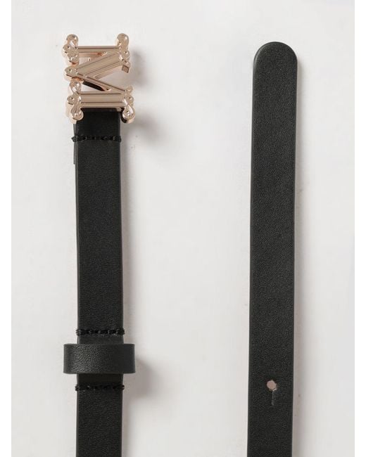 Max Mara White Leather Logo Buckle Belt