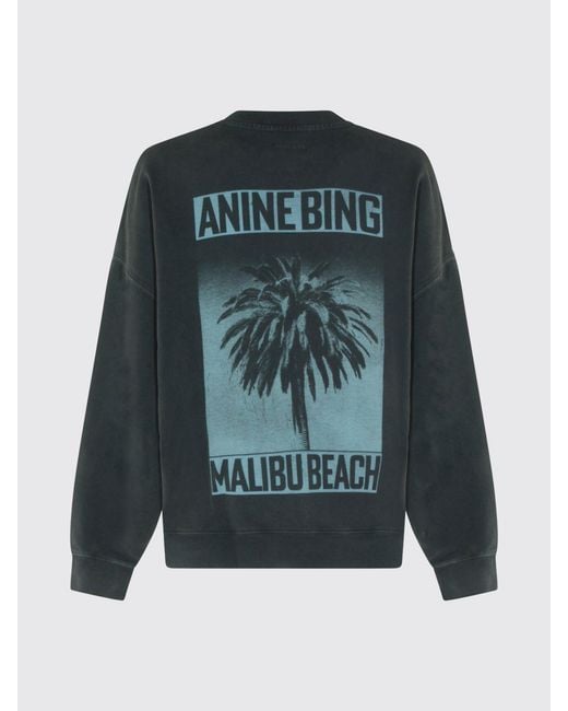 Anine Bing Black Cotton Crewneck Sweatshirt With Relaxed Fit And Back Logo