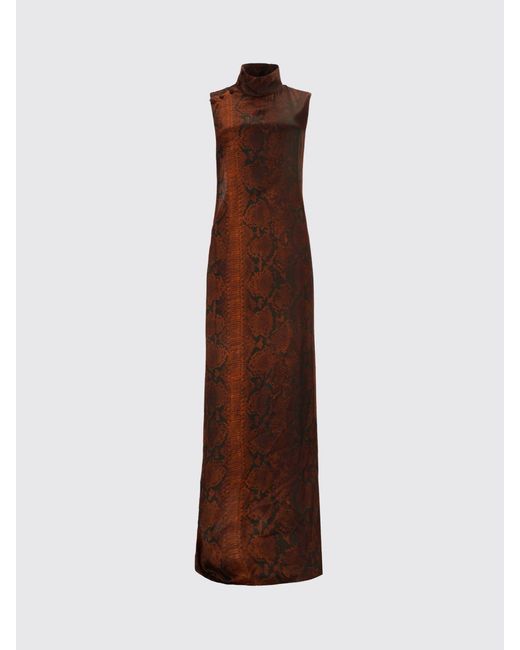 Jean Paul Gaultier Brown Asymmetrical Python-Print Viscose Maxi Dress