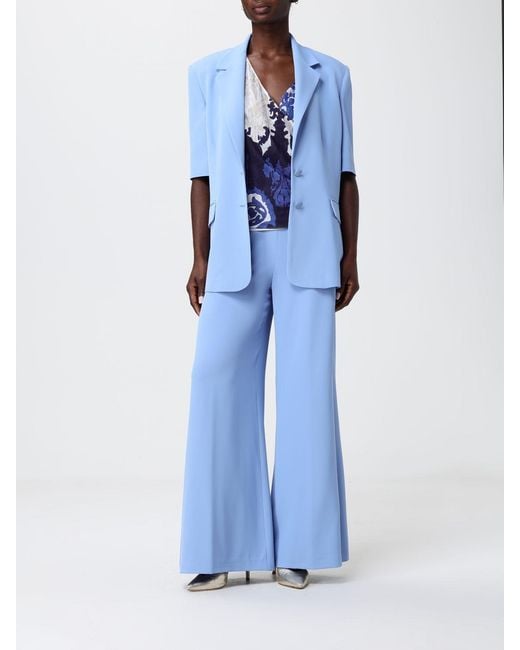 Hanita Blue Crepe Single-Breasted Blazer