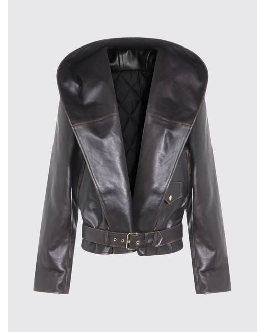Alaïa Black Leather Hooded Jacket