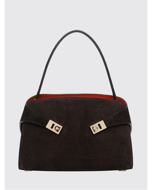 Ferragamo Black Hug Soft Shoulder Bag (M)