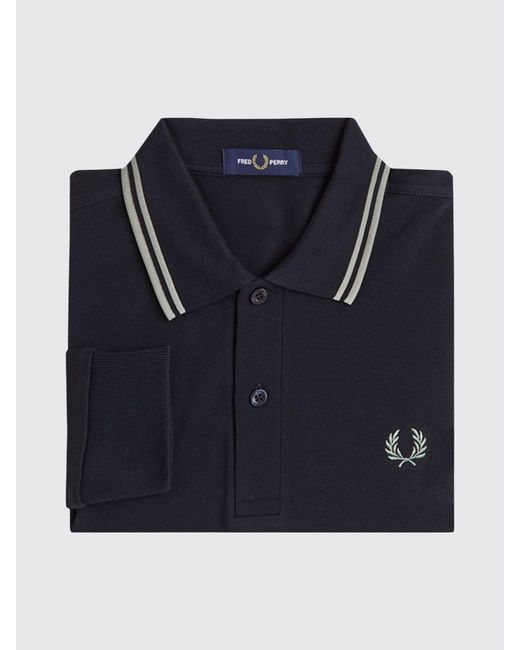 Fred Perry Blue Cotton Polo Shirt With Logo for men