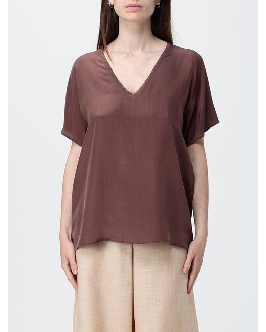 Alysi Red Classic Silk Blouse