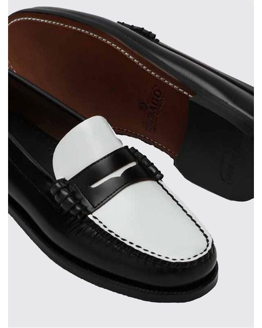 Sebago White Classic Dan Brushed Leather Loafers