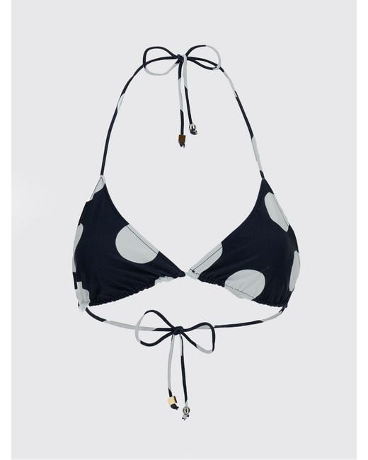 Jacquemus Blue Polka-Dot Polyamide Triangle Bikini Top With Tie Fastenings
