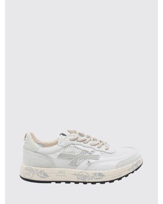 Premiata White Nous Perforated Suede Sneakers for men