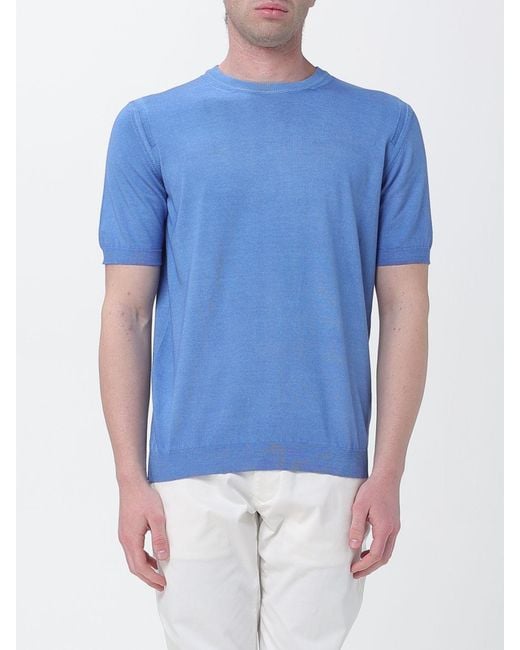 Kangra Blue Cotton Crew Neck Sweater for men