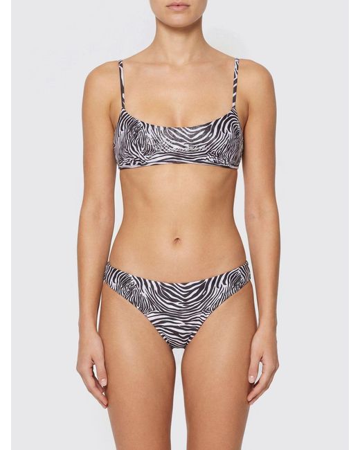Blumarine Blue Zebra Print Stretch Polyester Bikini Top