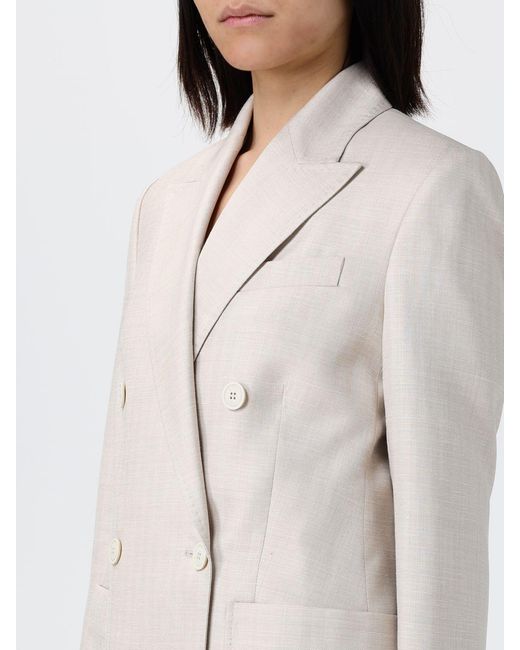 Eleventy White Double Breasted Blazer