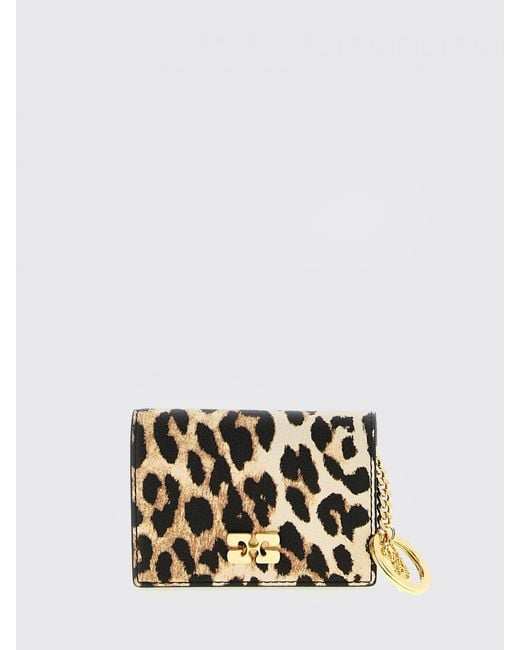 Ganni White Bou Animal Print Faux Leather Card Holder