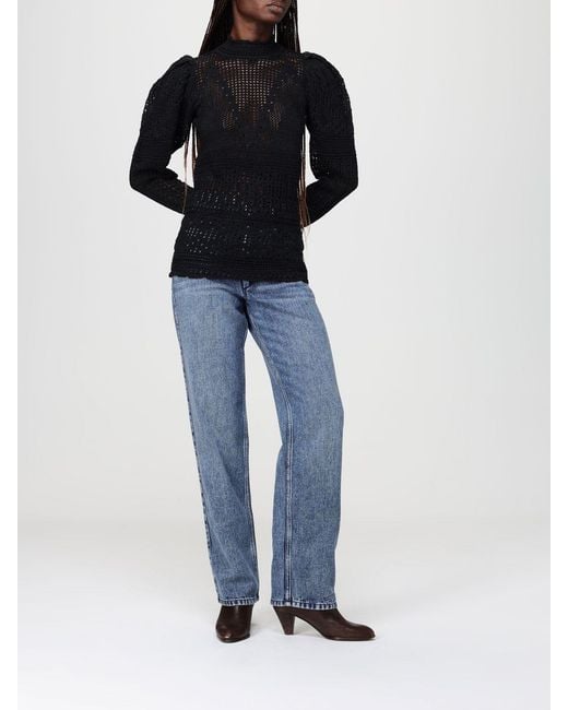 Isabel Marant Black Crochet Cotton Blend Top