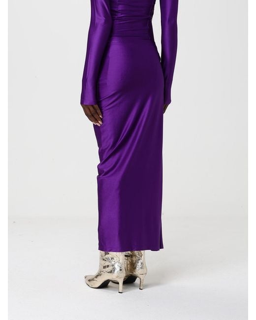 Rabanne Purple Satin Midi Skirt