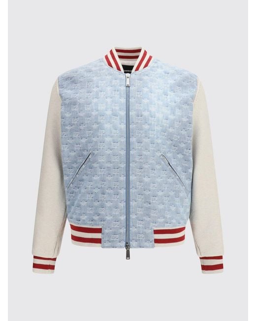 DSquared² Blue Cotton Bomber Jacket With Logo for men