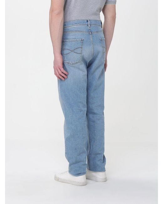 Brunello Cucinelli Blue Straight Cotton Denim Jeans for men