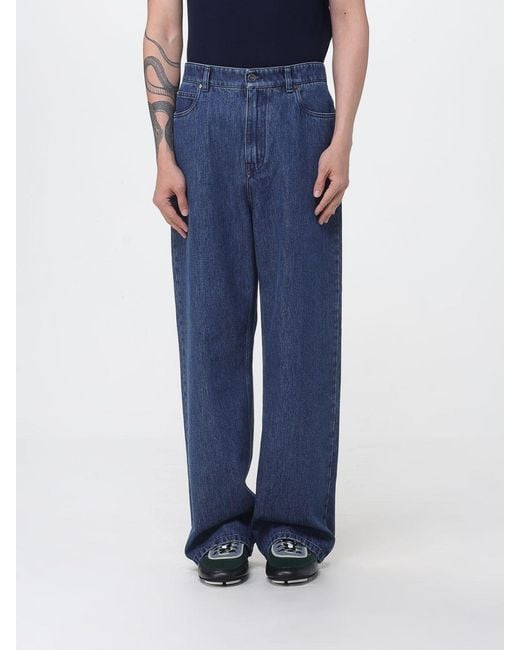 Fendi Blue Wide-Leg Cotton Denim Jeans for men