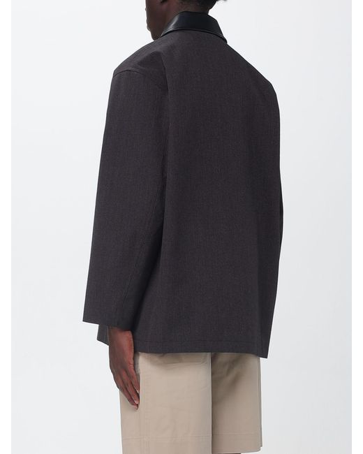 Studio Nicholson Blue Lamb Leather And Wool Coat for men