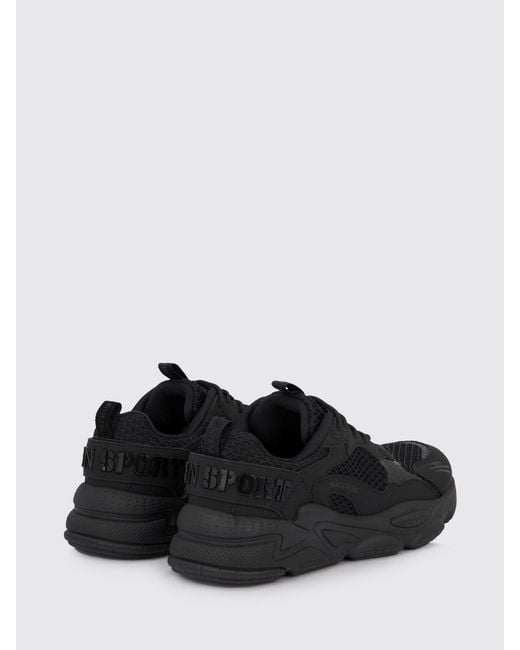 Philipp Plein Black Track-King Leather And Mesh Sneakers for men