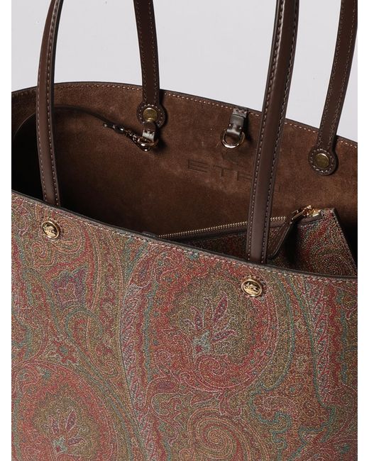 Etro Brown Essential Paisley Print Coated Cotton Bag