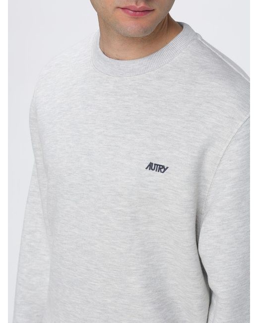 Autry Gray Cotton Crewneck Sweatshirt With Logo for men