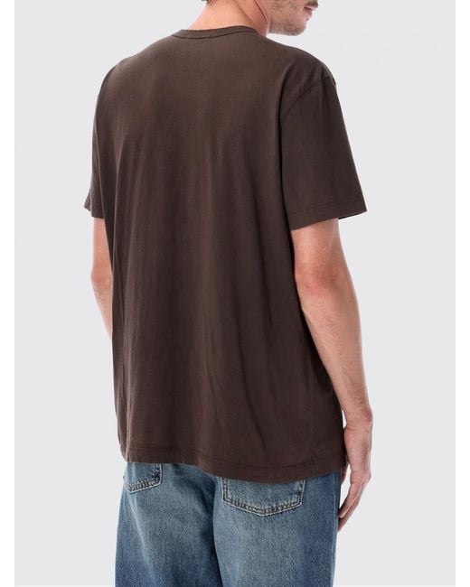 James Perse Black Short-Sleeved Cotton T-Shirt With Crew Neck for men