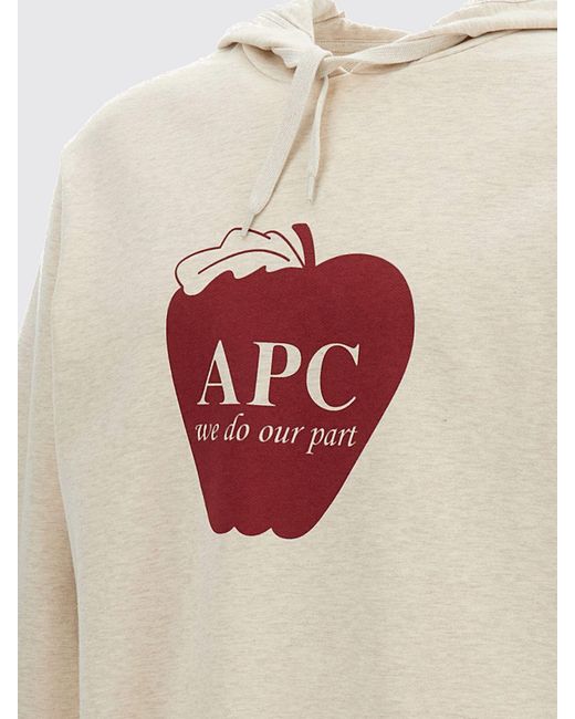 A.P.C. White Cotton Hoodie With Logo for men