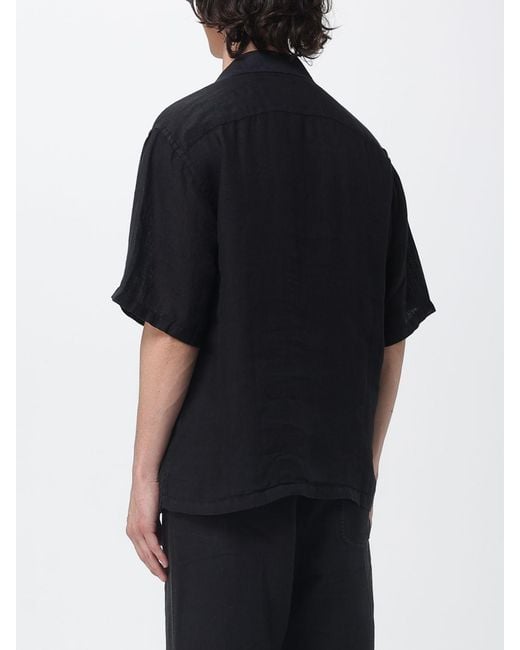 120% Lino Black Casual Linen Shirt for men