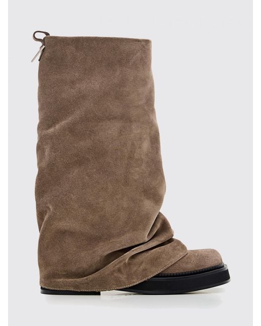The Attico Brown Suede Robin Combat Boots