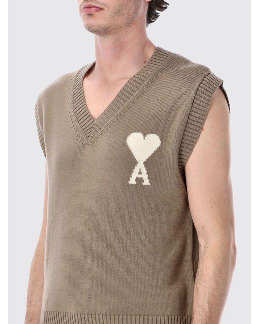 AMI Natural Ami Wool And Cotton Vest for men