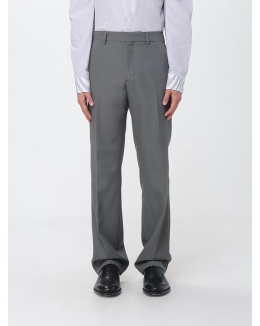 AMI Gray Straight Wool Trousers for men