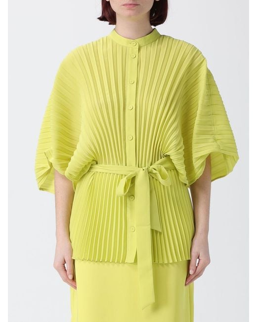 Twinset Yellow Pleated Crêpe Shirt