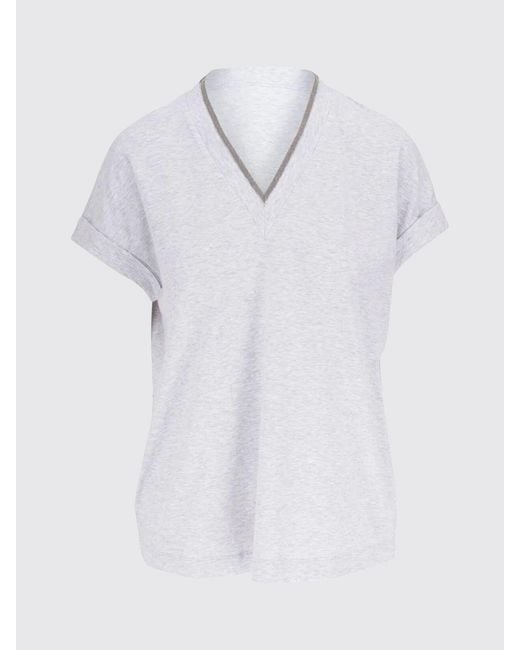 Brunello Cucinelli White Basic Cotton T-Shirts