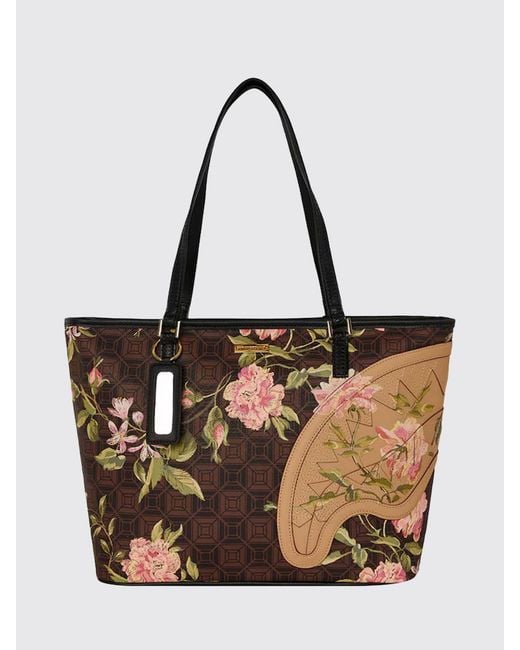 Sprayground White A.I. African Intelligence Sandflower X Printed Synthetic Leather Shopping Bag