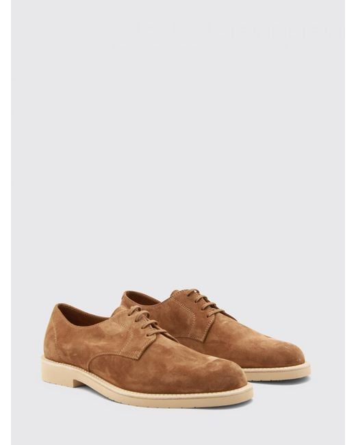 Brunello Cucinelli Brown Suede Derby Shoes for men