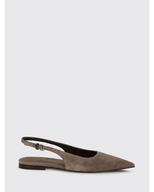 Brunello Cucinelli White Suede Slingbacks