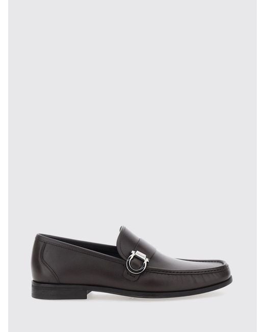 Ferragamo White Smooth Calf Leather Gancini Loafers With Rubber Sole for men