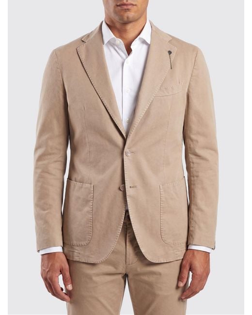 Santaniello Natural Cotton Single-Breasted Blazer for men